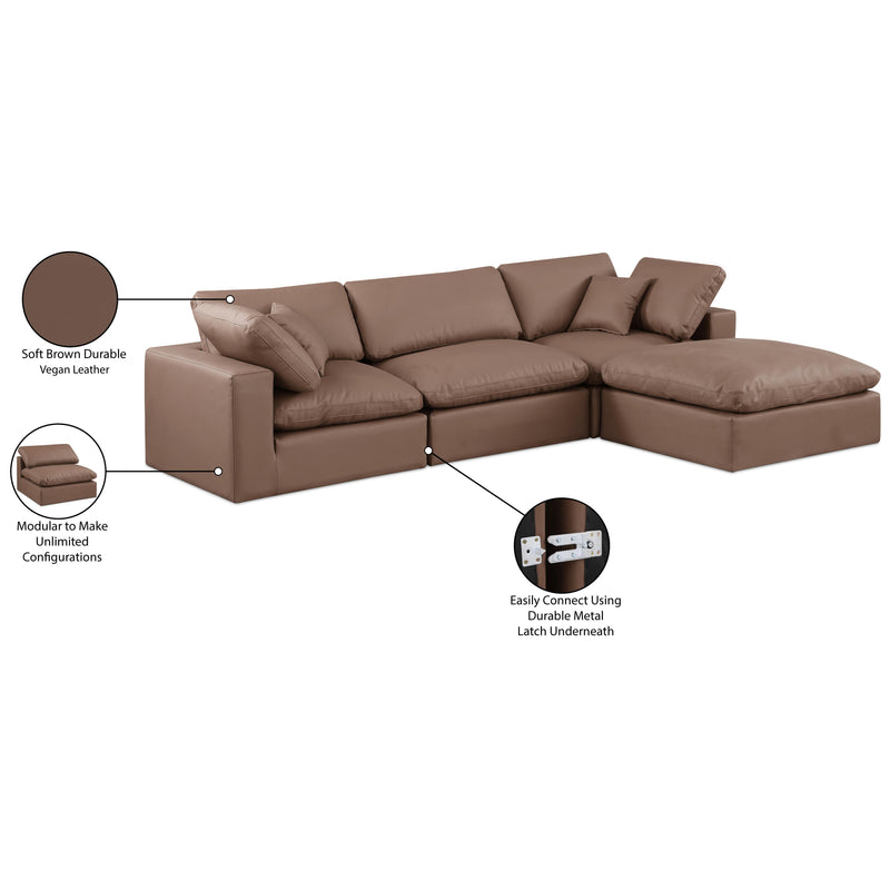 Meridian Comfy Brown Vegan Leather Modular Sectional IMAGE 16
