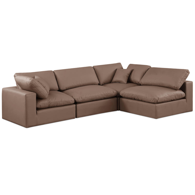 Meridian Comfy Brown Vegan Leather Modular Sectional IMAGE 1