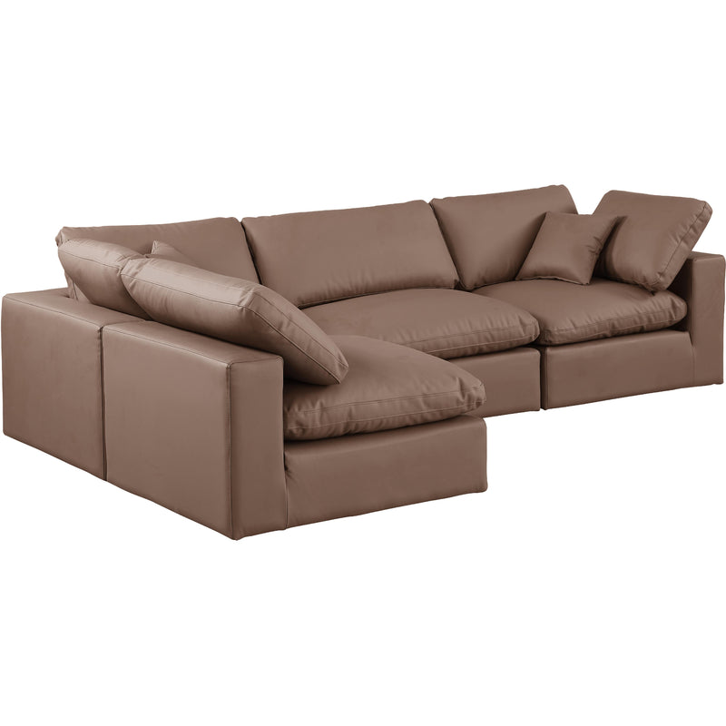 Meridian Comfy Brown Vegan Leather Modular Sectional IMAGE 2