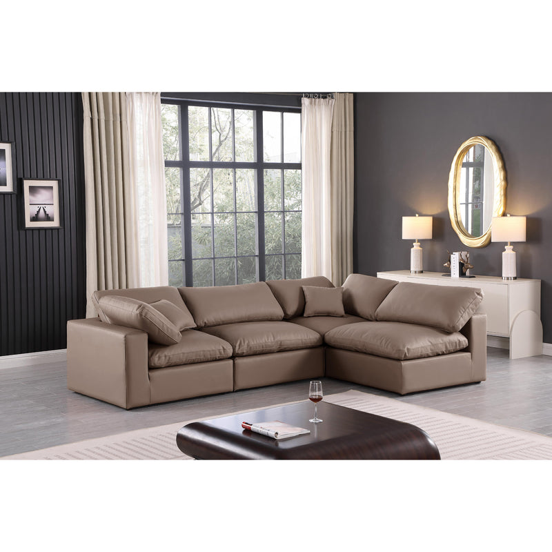 Meridian Comfy Brown Vegan Leather Modular Sectional IMAGE 3