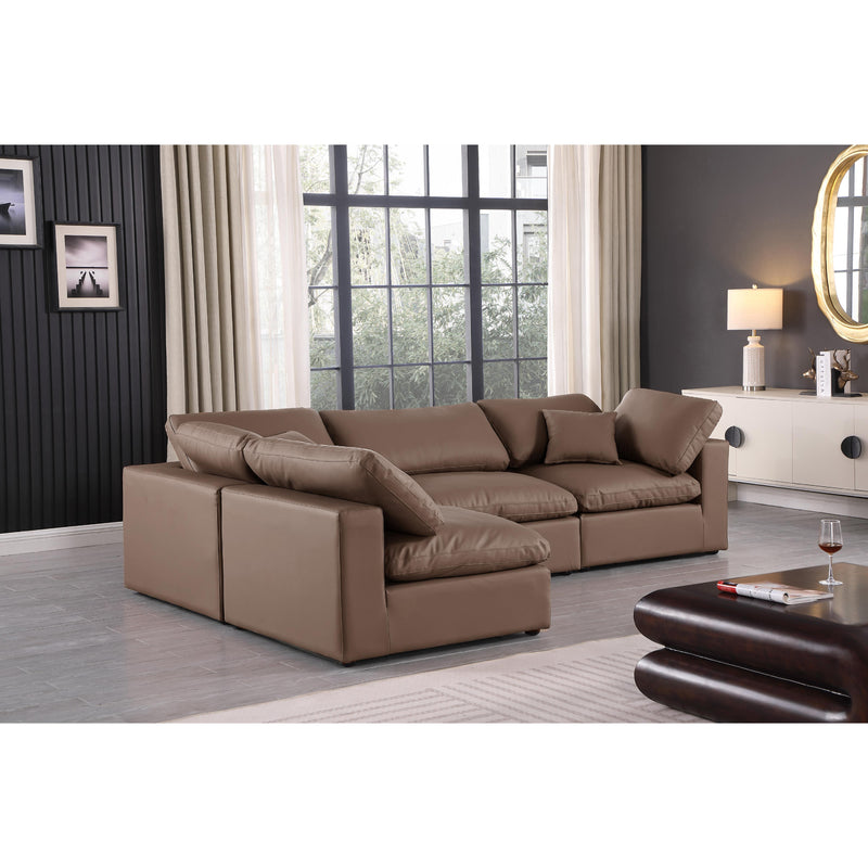 Meridian Comfy Brown Vegan Leather Modular Sectional IMAGE 4