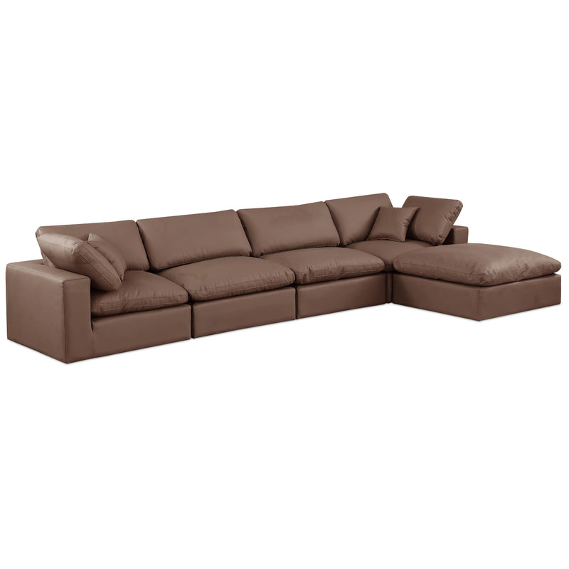 Meridian Comfy Brown Vegan Leather Modular Sectional IMAGE 1
