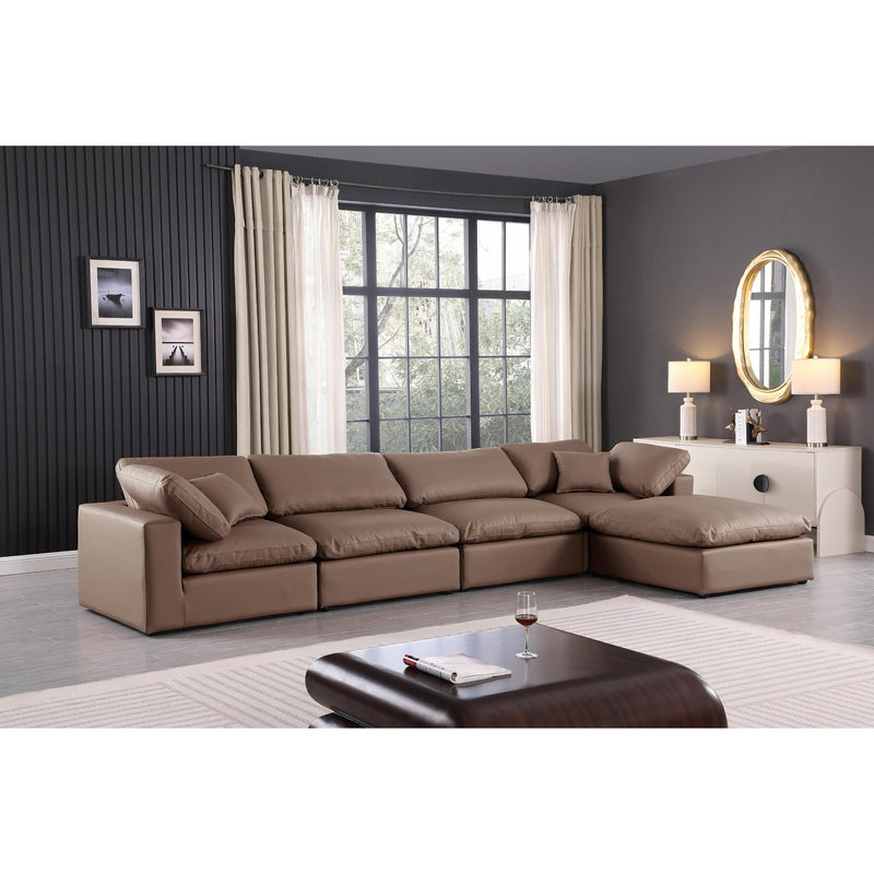 Meridian Comfy Brown Vegan Leather Modular Sectional IMAGE 3