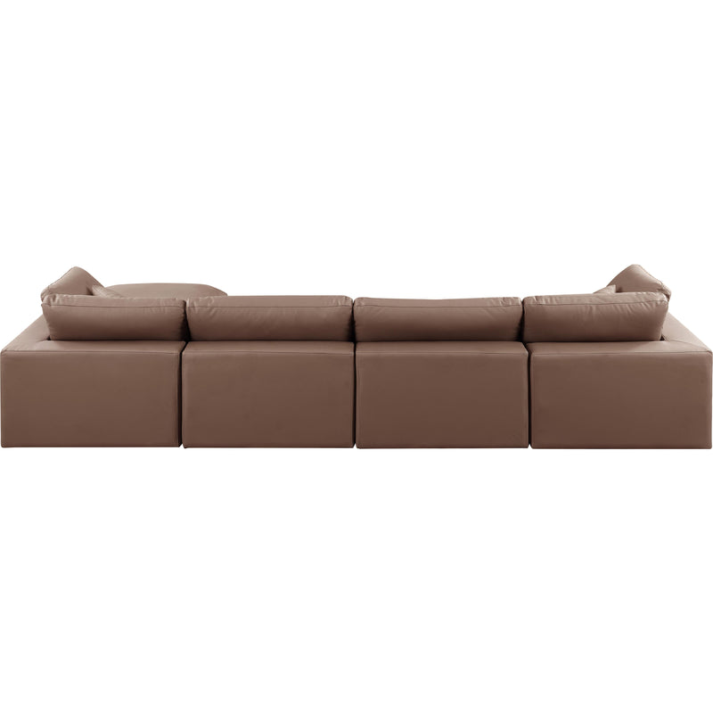 Meridian Comfy Brown Vegan Leather Modular Sectional IMAGE 5