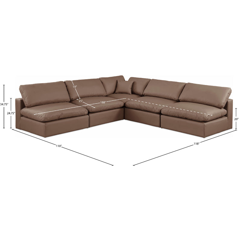 Meridian Comfy Brown Vegan Leather Modular Sectional IMAGE 10