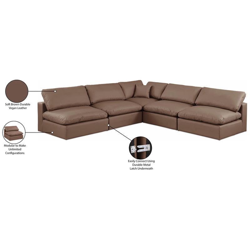 Meridian Comfy Brown Vegan Leather Modular Sectional IMAGE 11