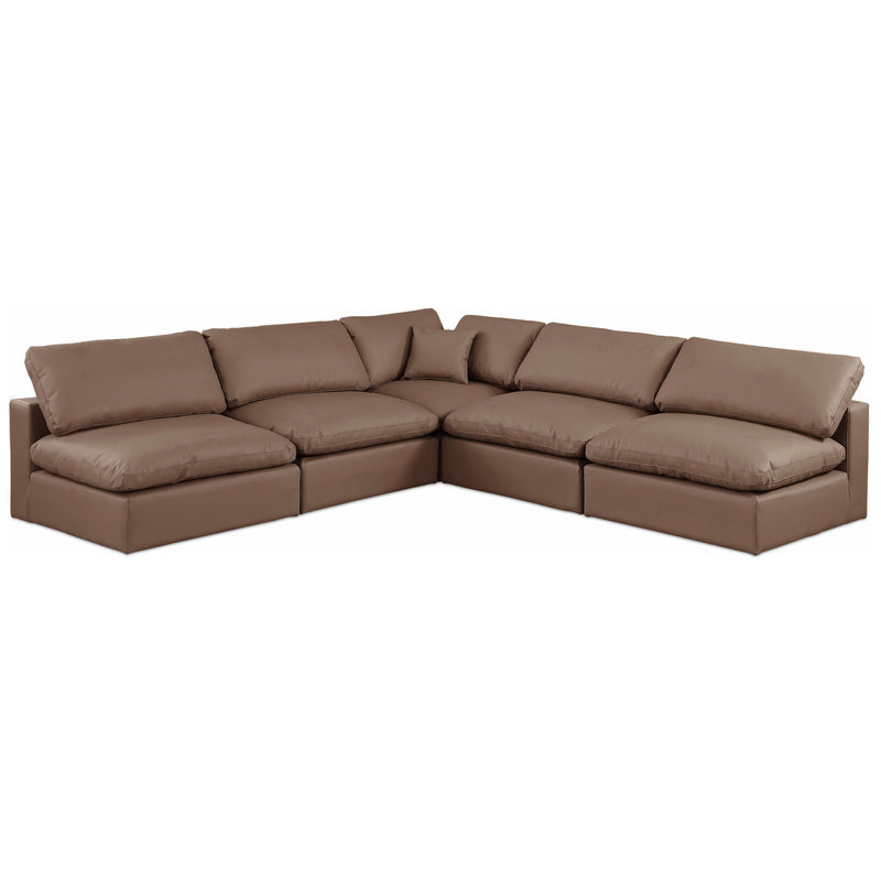 Meridian Comfy Brown Vegan Leather Modular Sectional IMAGE 1