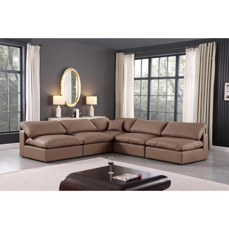 Meridian Comfy Brown Vegan Leather Modular Sectional IMAGE 2