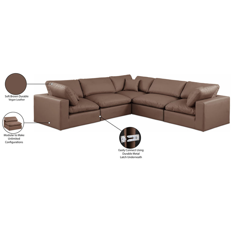 Meridian Comfy Brown Vegan Leather Modular Sectional IMAGE 11