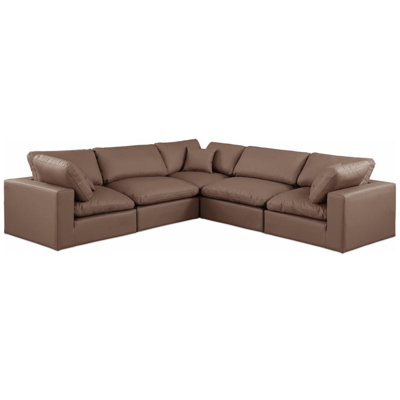Meridian Comfy Brown Vegan Leather Modular Sectional IMAGE 1