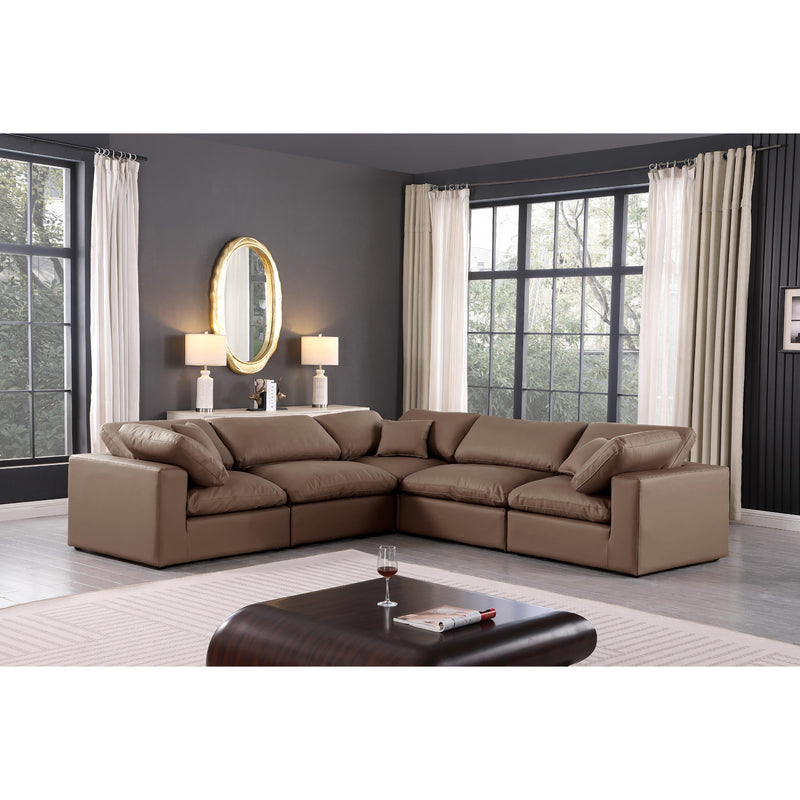 Meridian Comfy Brown Vegan Leather Modular Sectional IMAGE 2