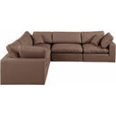 Meridian Comfy Brown Vegan Leather Modular Sectional IMAGE 4