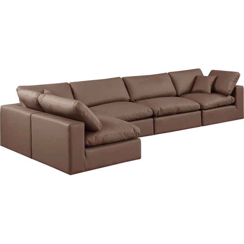 Meridian Comfy Brown Vegan Leather Modular Sectional IMAGE 2