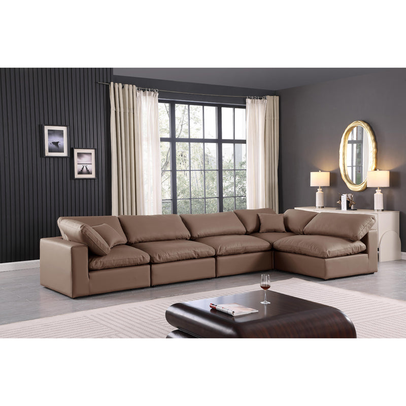Meridian Comfy Brown Vegan Leather Modular Sectional IMAGE 3