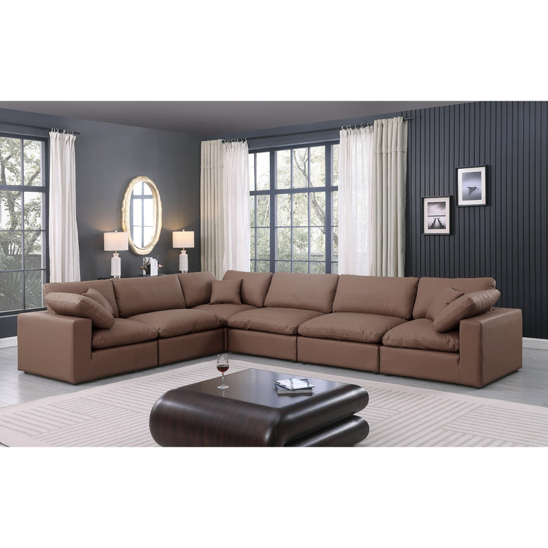 Meridian Comfy Brown Vegan Leather Modular Sectional IMAGE 2