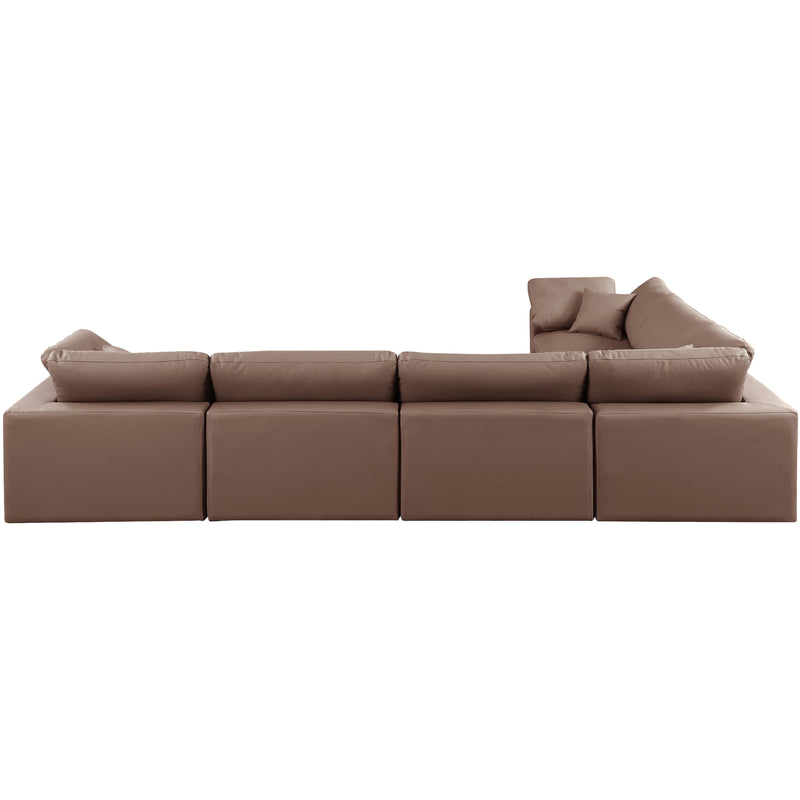 Meridian Comfy Brown Vegan Leather Modular Sectional IMAGE 3