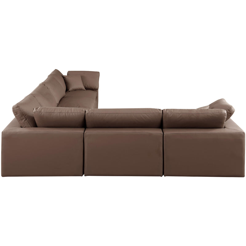 Meridian Comfy Brown Vegan Leather Modular Sectional IMAGE 5