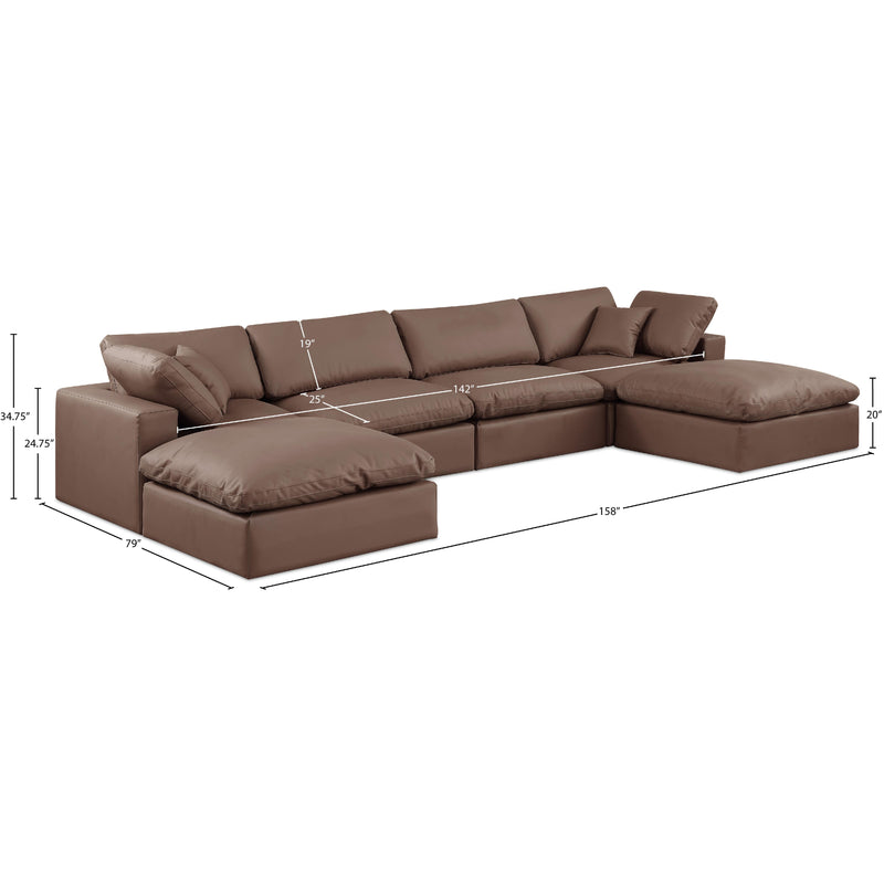 Meridian Comfy Brown Vegan Leather Modular Sectional IMAGE 10