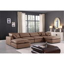 Meridian Comfy Brown Vegan Leather Modular Sectional IMAGE 2