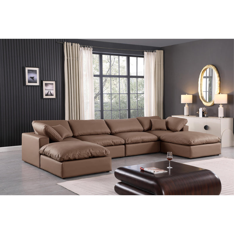 Meridian Comfy Brown Vegan Leather Modular Sectional IMAGE 2