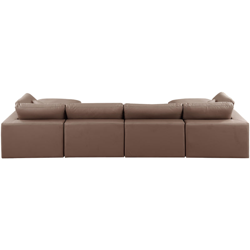 Meridian Comfy Brown Vegan Leather Modular Sectional IMAGE 3