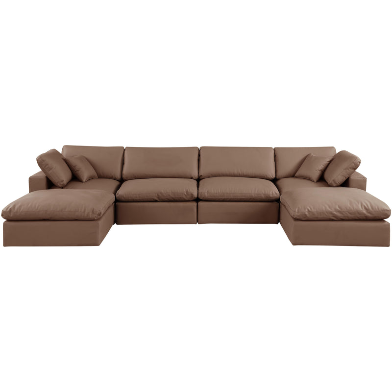 Meridian Comfy Brown Vegan Leather Modular Sectional IMAGE 4