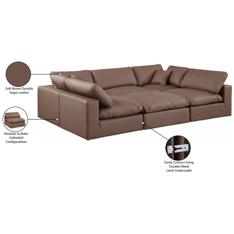 Meridian Comfy Brown Vegan Leather Modular Sectional IMAGE 11