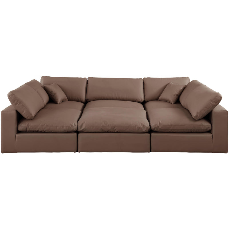 Meridian Comfy Brown Vegan Leather Modular Sectional IMAGE 4