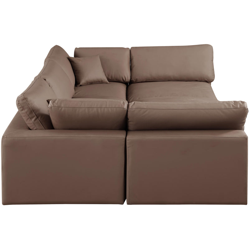 Meridian Comfy Brown Vegan Leather Modular Sectional IMAGE 5