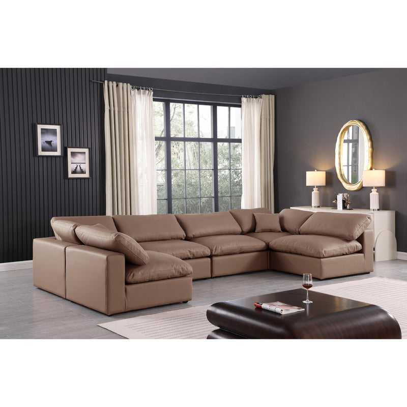 Meridian Comfy Brown Vegan Leather Modular Sectional IMAGE 2