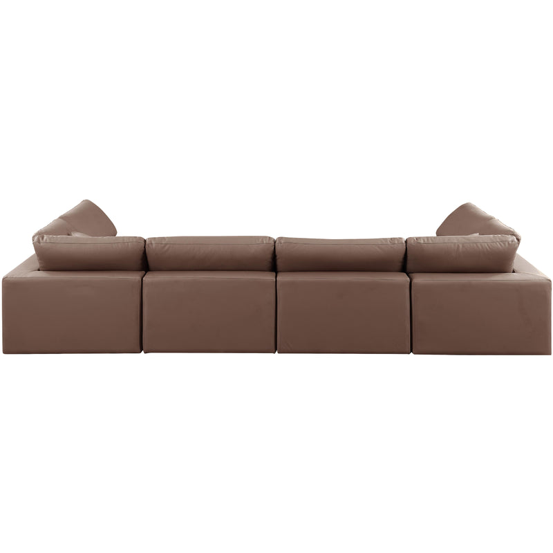 Meridian Comfy Brown Vegan Leather Modular Sectional IMAGE 3