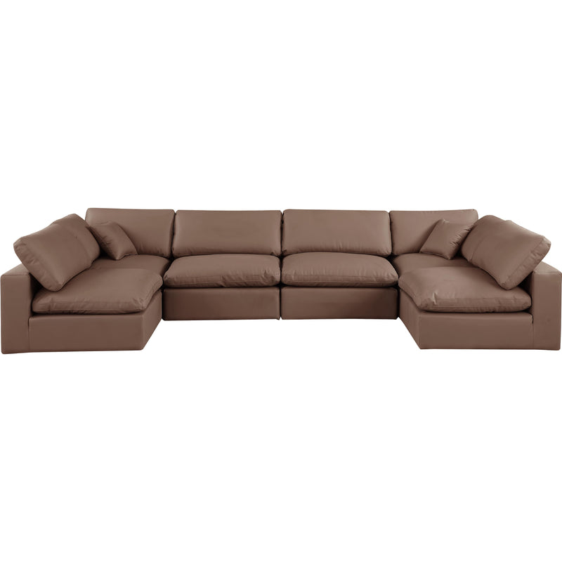 Meridian Comfy Brown Vegan Leather Modular Sectional IMAGE 4