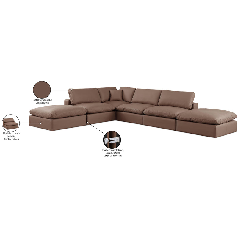 Meridian Comfy Brown Vegan Leather Modular Sectional IMAGE 11