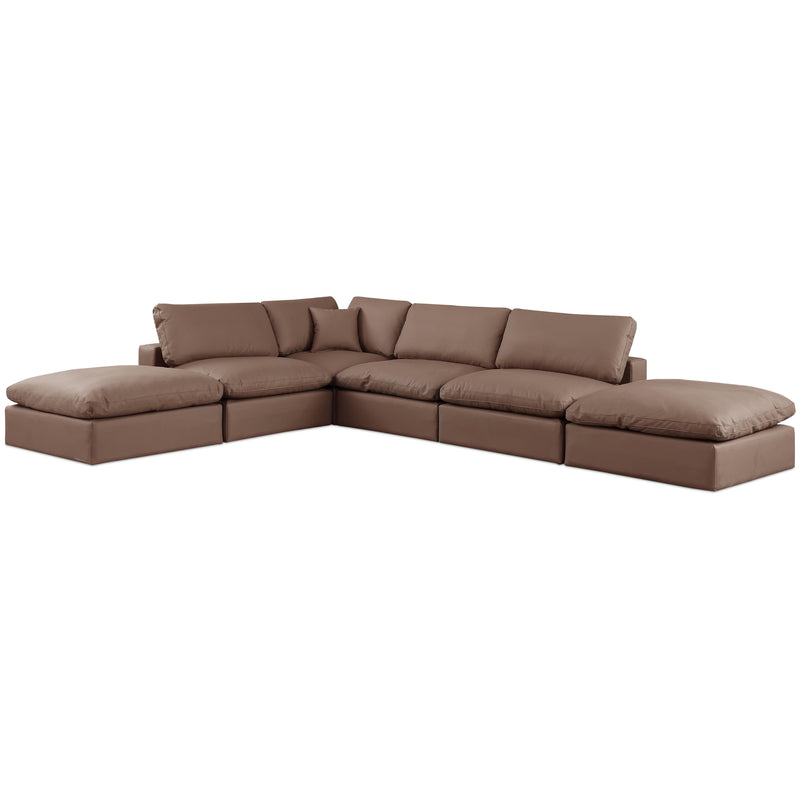 Meridian Comfy Brown Vegan Leather Modular Sectional IMAGE 1