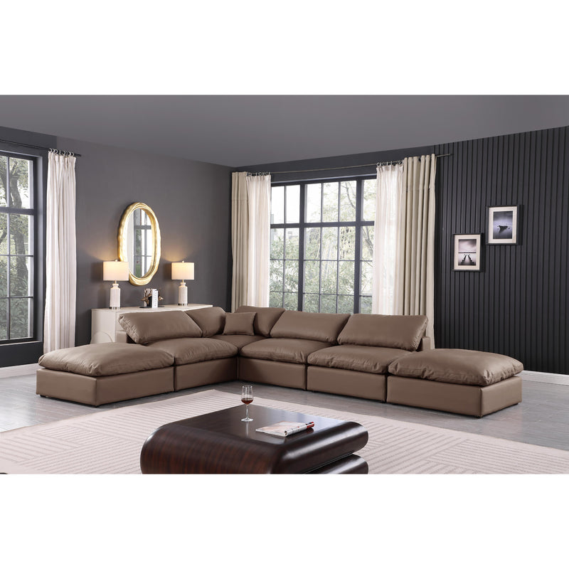 Meridian Comfy Brown Vegan Leather Modular Sectional IMAGE 2