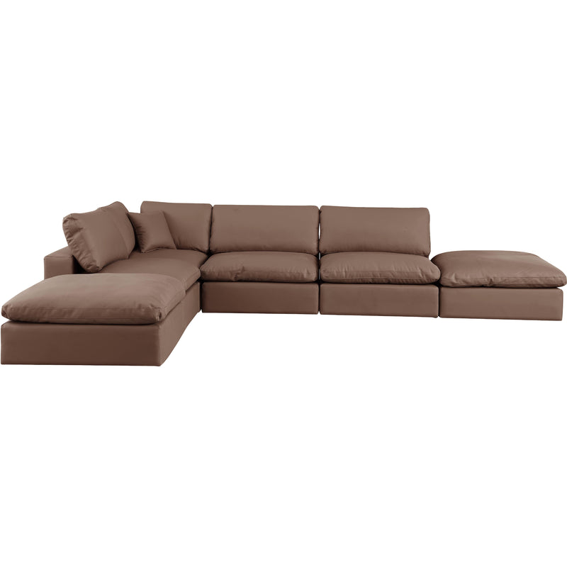 Meridian Comfy Brown Vegan Leather Modular Sectional IMAGE 4