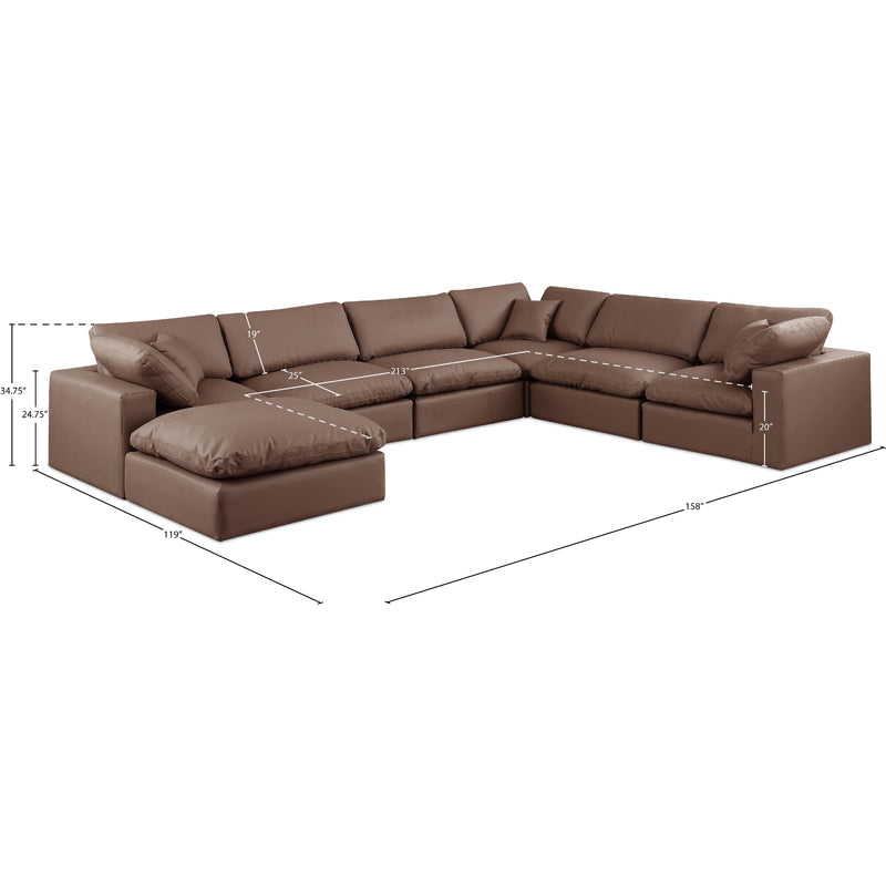 Meridian Comfy Brown Vegan Leather Modular Sectional IMAGE 10
