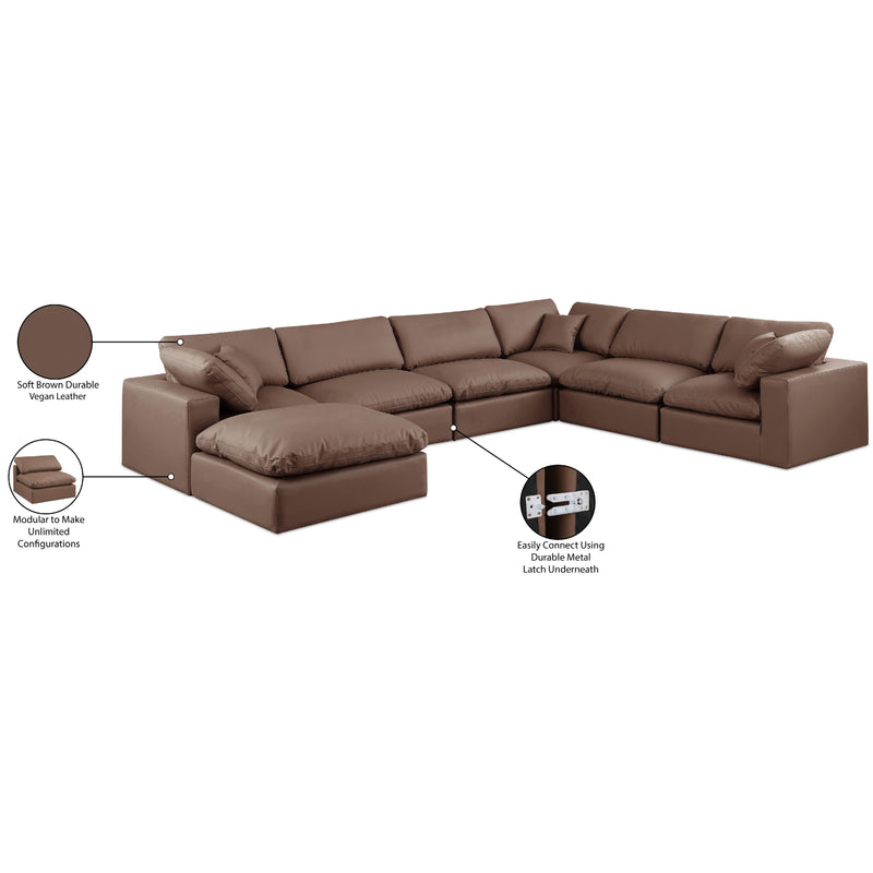 Meridian Comfy Brown Vegan Leather Modular Sectional IMAGE 11
