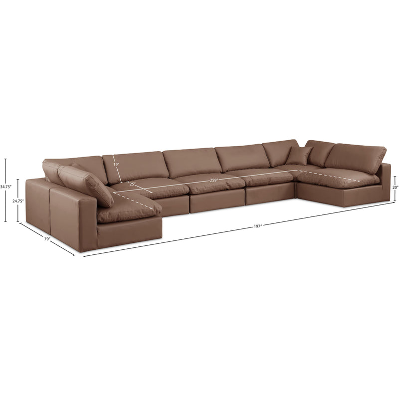 Meridian Comfy Brown Vegan Leather Modular Sectional IMAGE 10