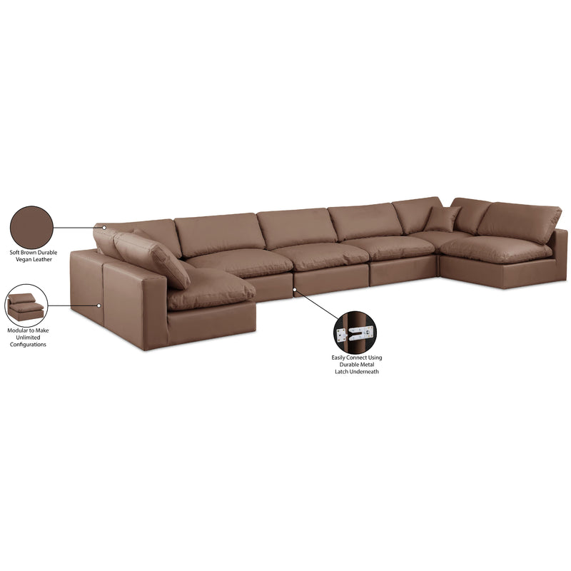 Meridian Comfy Brown Vegan Leather Modular Sectional IMAGE 11
