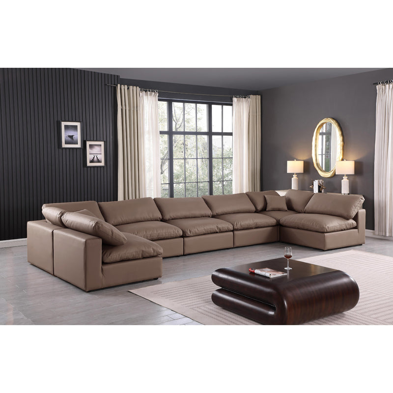 Meridian Comfy Brown Vegan Leather Modular Sectional IMAGE 2