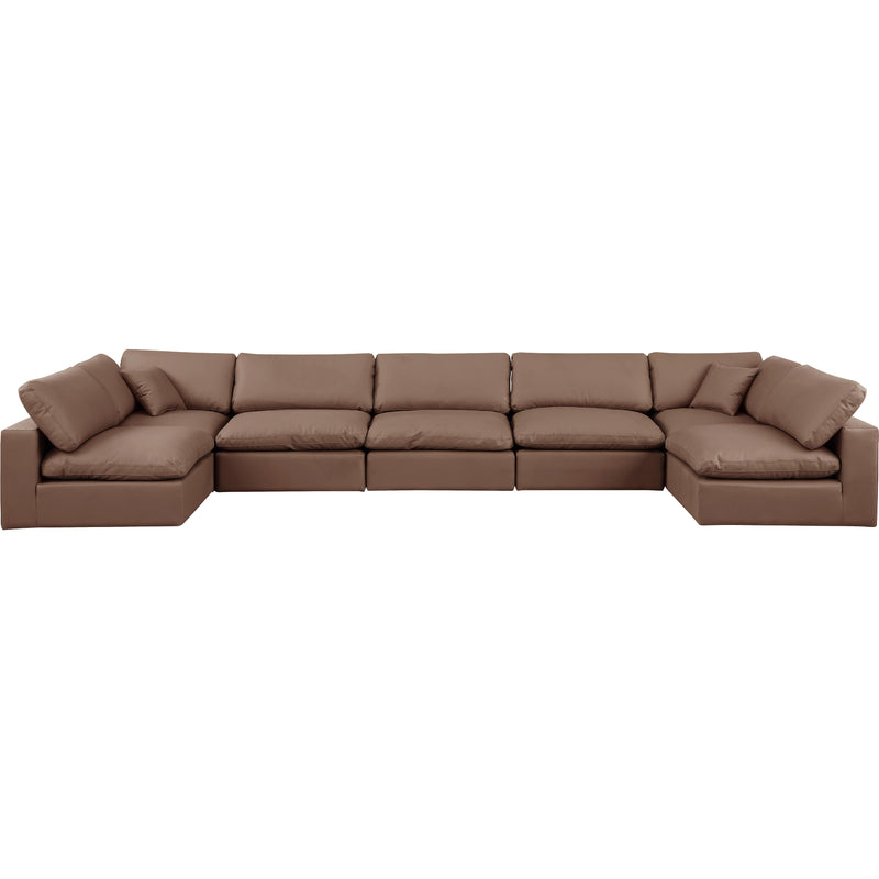 Meridian Comfy Brown Vegan Leather Modular Sectional IMAGE 4