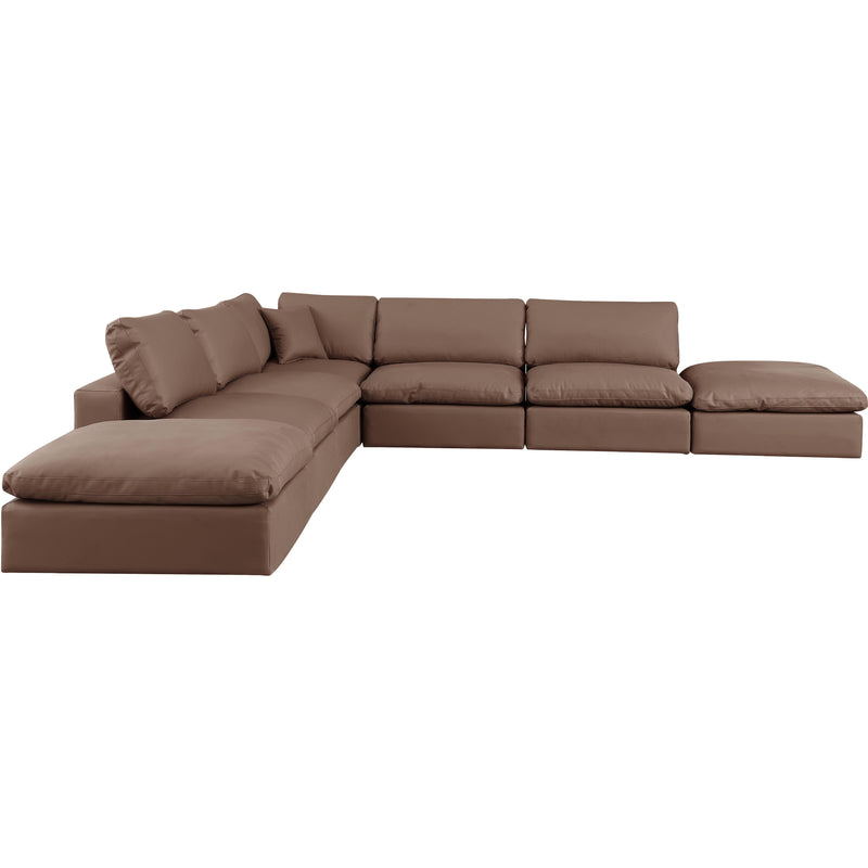 Meridian Comfy Brown Vegan Leather Modular Sectional IMAGE 4
