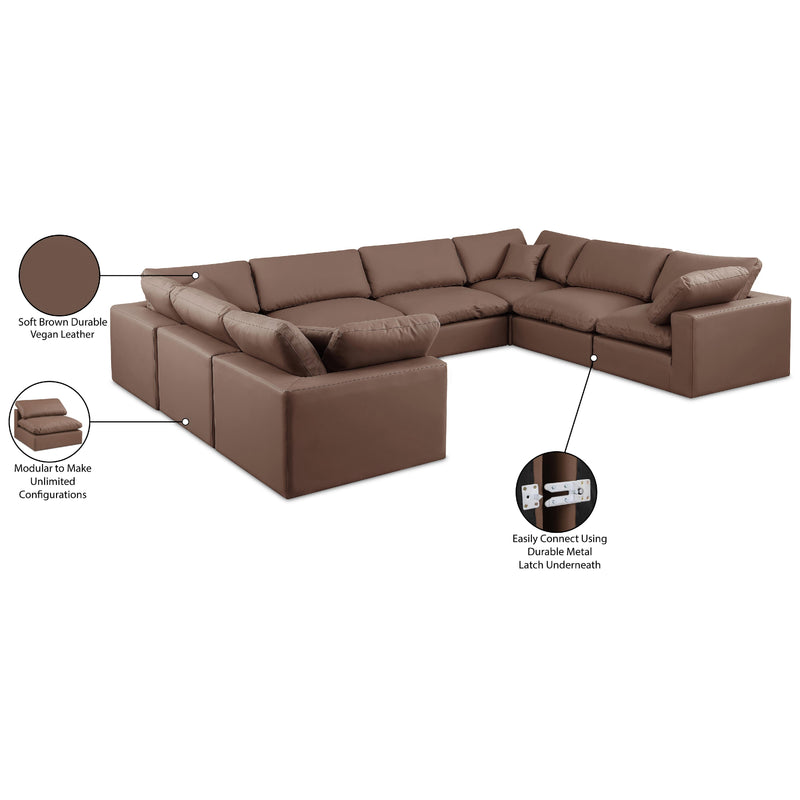 Meridian Comfy Brown Vegan Leather Modular Sectional IMAGE 11