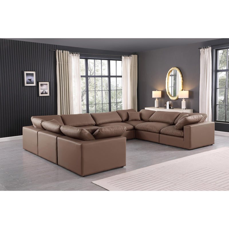 Meridian Comfy Brown Vegan Leather Modular Sectional IMAGE 2