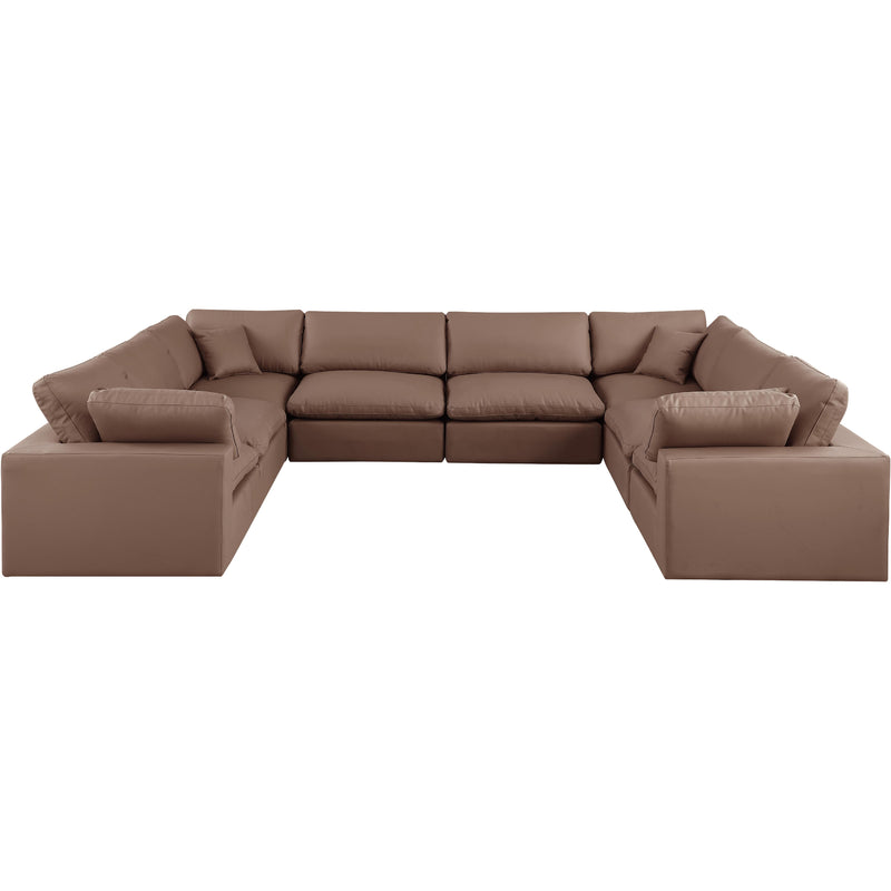 Meridian Comfy Brown Vegan Leather Modular Sectional IMAGE 4