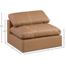 Meridian Comfy Cognac Vegan Leather Modular Armless Chair IMAGE 10
