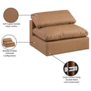 Meridian Comfy Cognac Vegan Leather Modular Armless Chair IMAGE 11