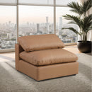 Meridian Comfy Cognac Vegan Leather Modular Armless Chair IMAGE 2