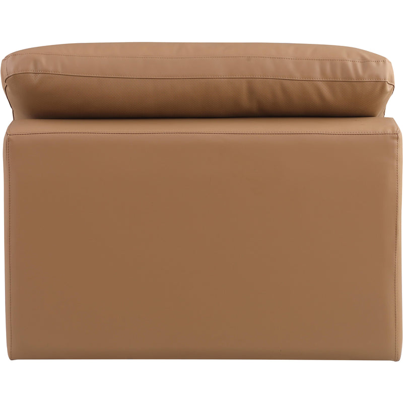 Meridian Comfy Cognac Vegan Leather Modular Armless Chair IMAGE 3